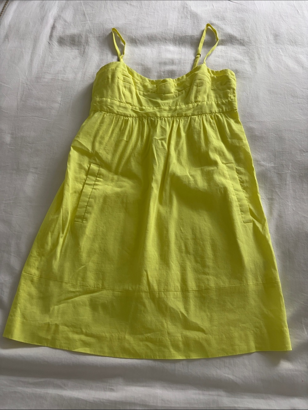 Theory Neon Yellow Ambrosia Spaghetti Strap Dress Size 2